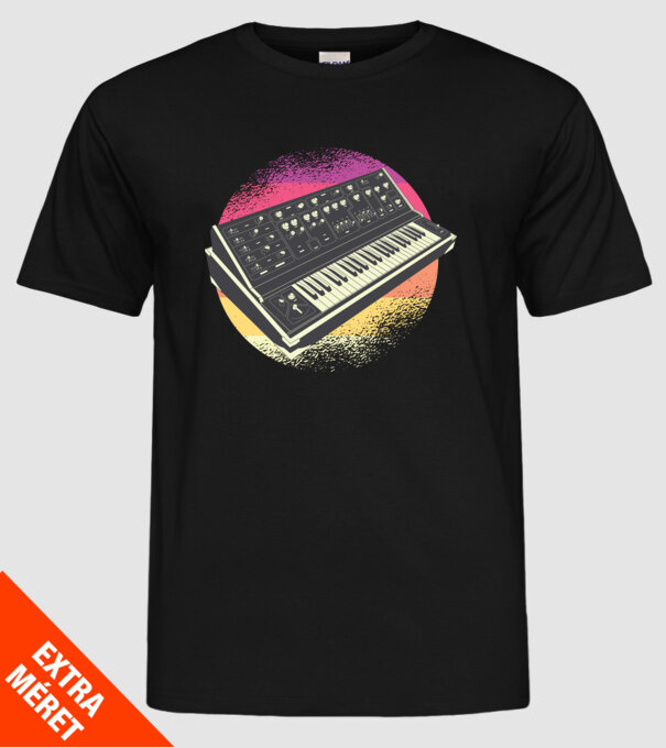 Sintetizator retro model negru pe tricou