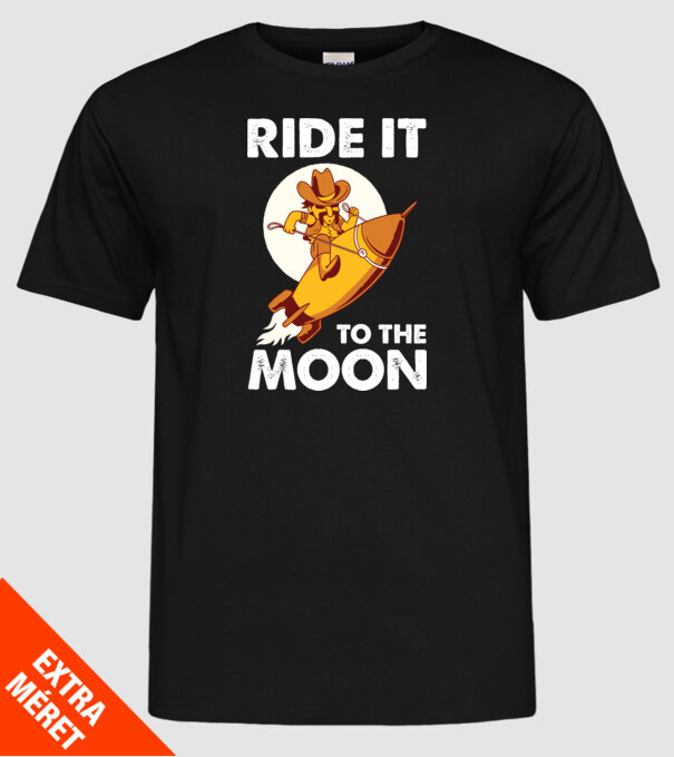 Ride it to the moon Bitcoin model negru pe tricou