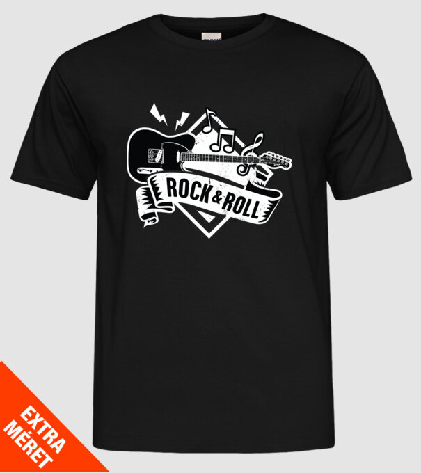 Rock & Roll chitară model negru pe tricou