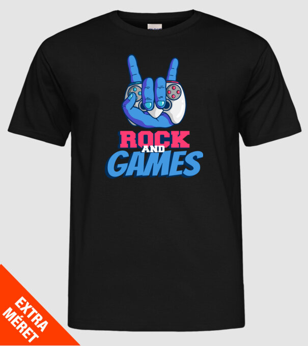 Rock And Games model negru pe tricou