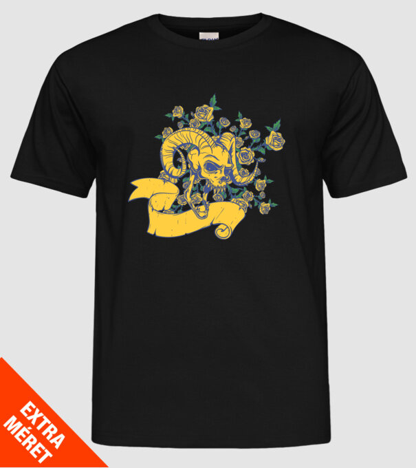 Skull with Roses model negru pe tricou