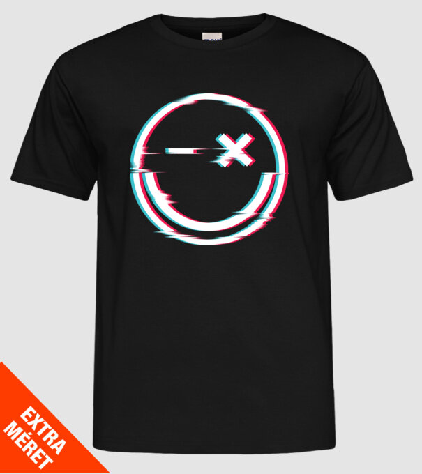 Smile glitch neon tiktok style model negru pe tricou