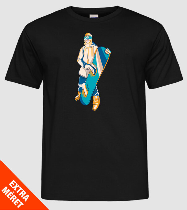 Snowboarder model negru pe tricou
