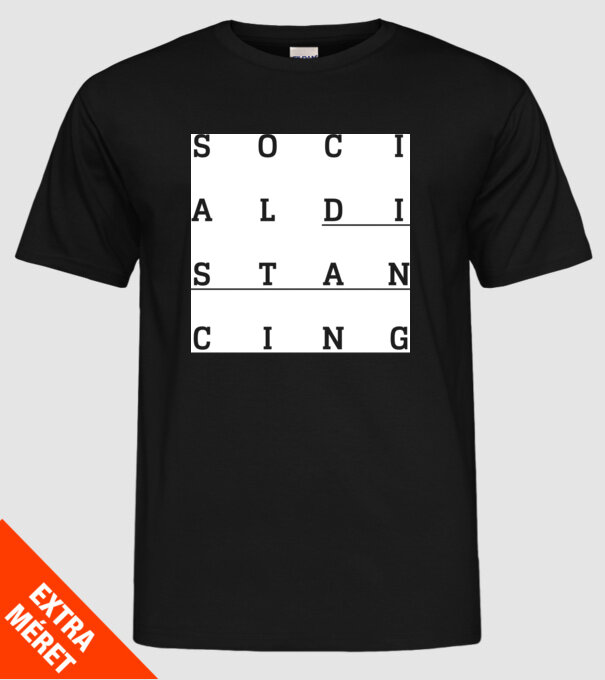 Social distancing model negru pe tricou