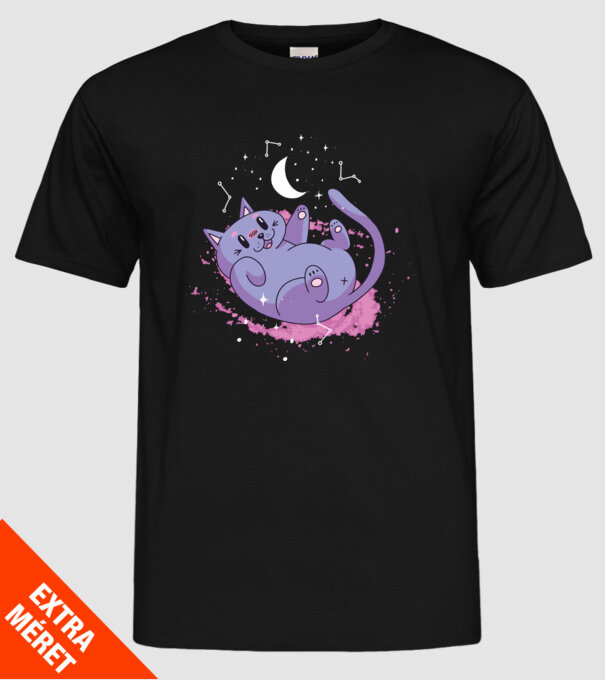 Space Cat - pisică drăguță în spațiu model negru pe tricou