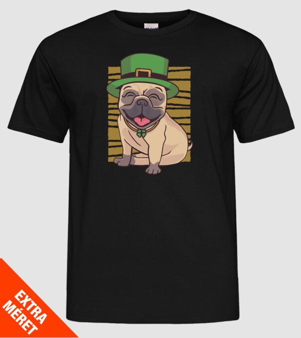 Sfântul Patrick Mops model negru pe tricou