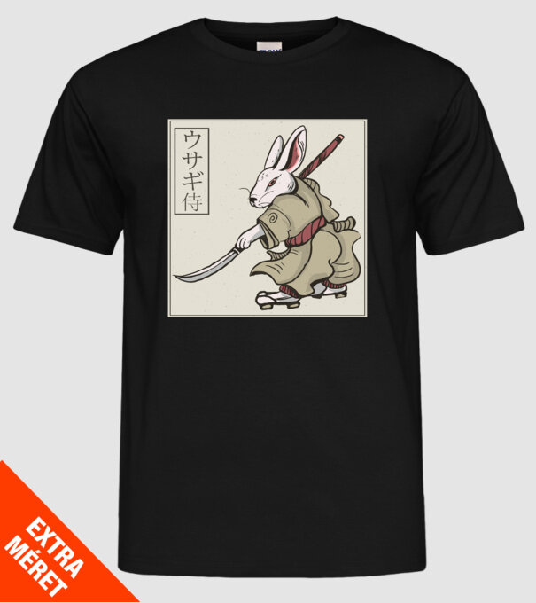 Iepure Samurai model negru pe tricou