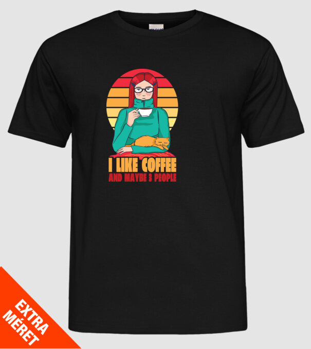 Iubesc Cafeaua și încă până la maxim 3 persoane model negru pe tricou