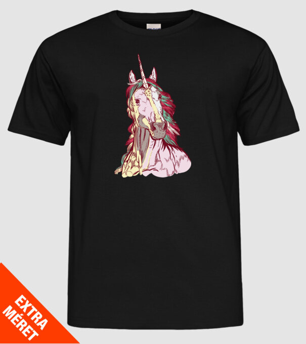 Unicorn colorat model negru pe tricou