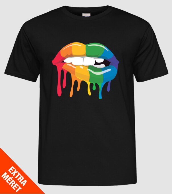 Gură curcubeu model negru pe tricou