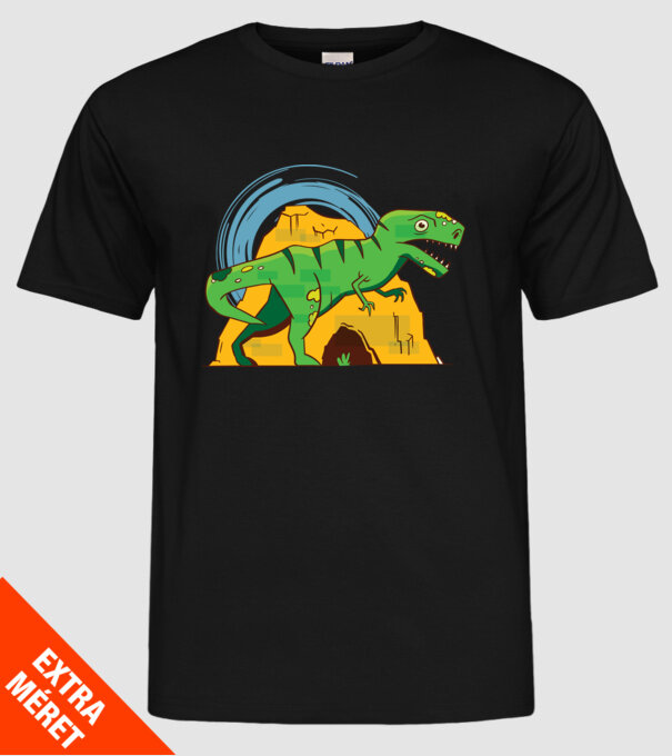 Dinozaur T-rex model negru pe tricou