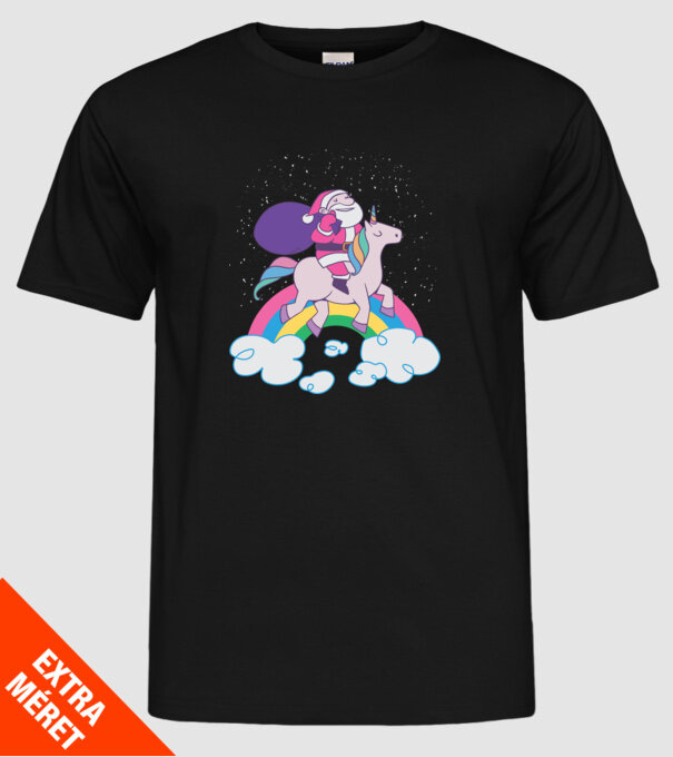 Moș Crăciun Unicorn model negru pe tricou