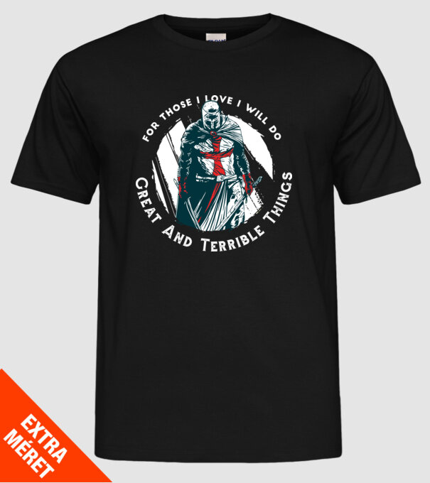 Cavaler Templier model negru pe tricou