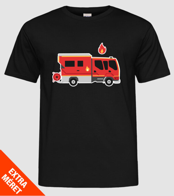 Mașină de pompieri model negru pe tricou