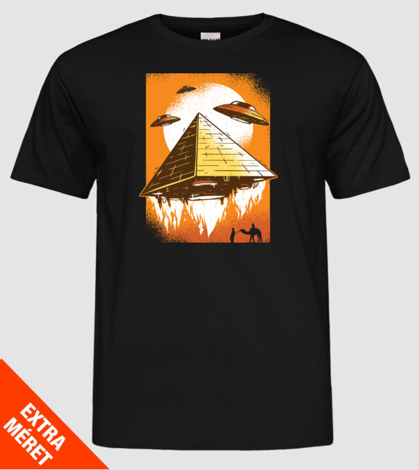 OZN Piramidă Alien model negru pe tricou