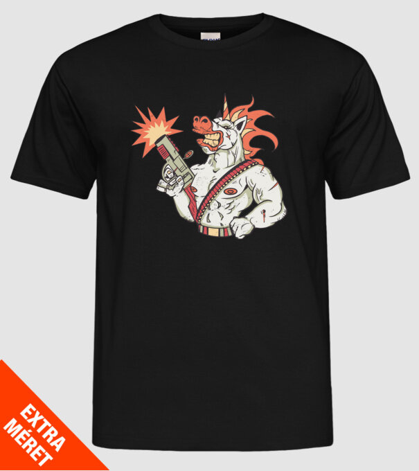 Unicorn Războinic model negru pe tricou