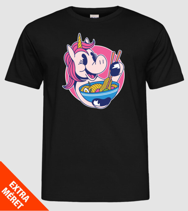 Unicorn Ramen model negru pe tricou