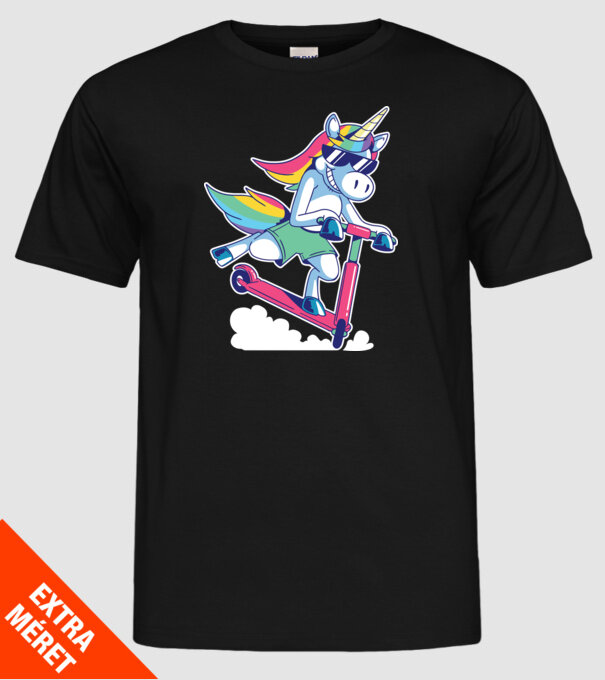 Unicorn cu trotinetă tricou amuzant model negru pe tricou