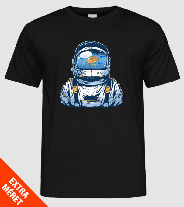Peștișor auriu Astronaut model negru pe tricou