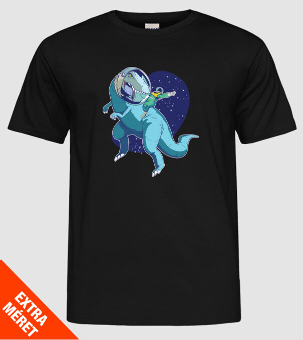Astronaut Dinozaur T rex model negru pe tricou