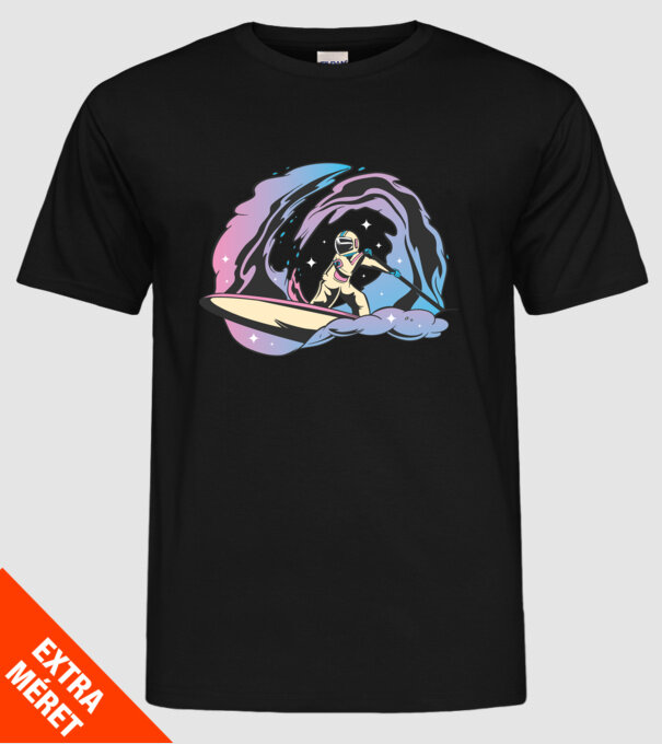 Surf Astronaut model negru pe tricou