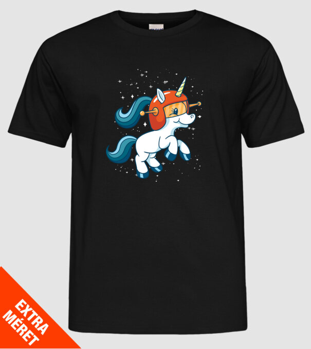 Unicorn Astronaut model negru pe tricou