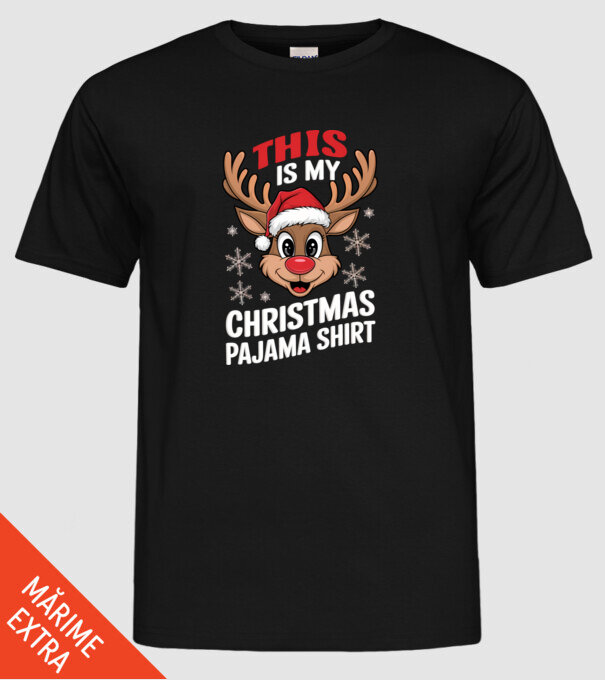 Christmas Pajama Reindeer Negru model negru pe tricou