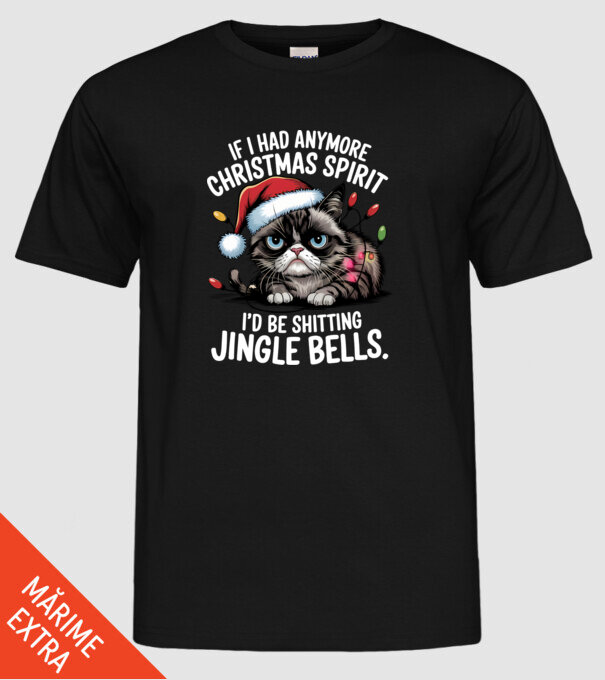Christmas Spirit Grumpy Cat Negru model negru pe tricou