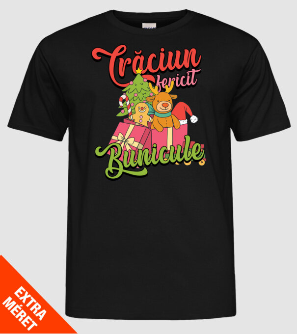 CRĂCIUN FERICIT BUNICULE model negru pe tricou