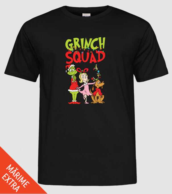 Grinch Squad model negru pe tricou
