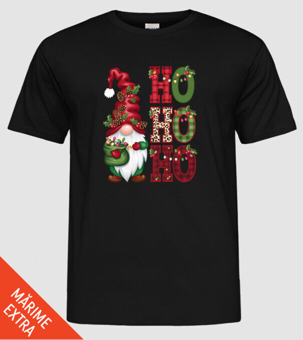 HOHOHO Gnome model negru pe tricou