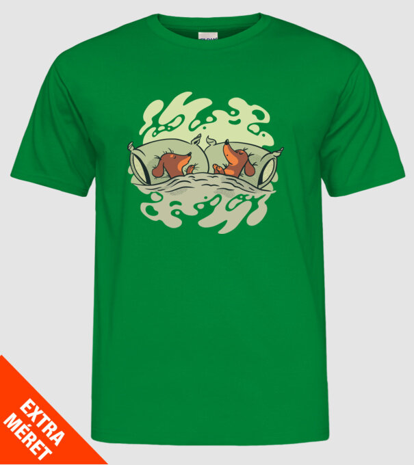 Teckeli dormind model verde pe tricou