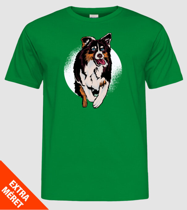 Câine ciobănesc Australian model verde pe tricou