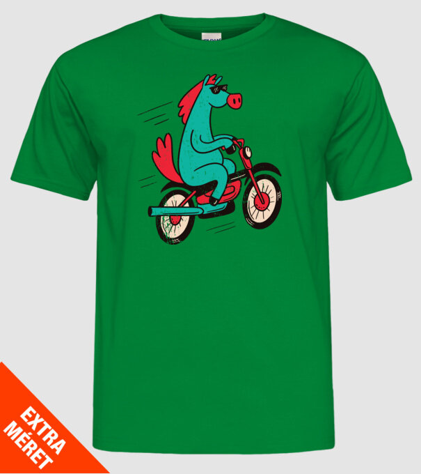Cal cu bicicletă model verde pe tricou