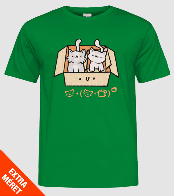Cutie cu pisică drăguță model verde pe tricou