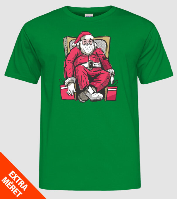Moș Crăciun Obosit model verde pe tricou