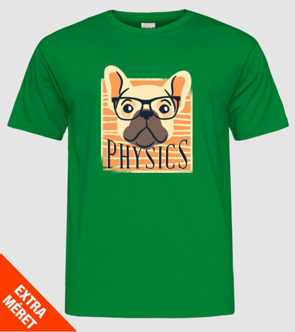 Câine Fizică model verde pe tricou
