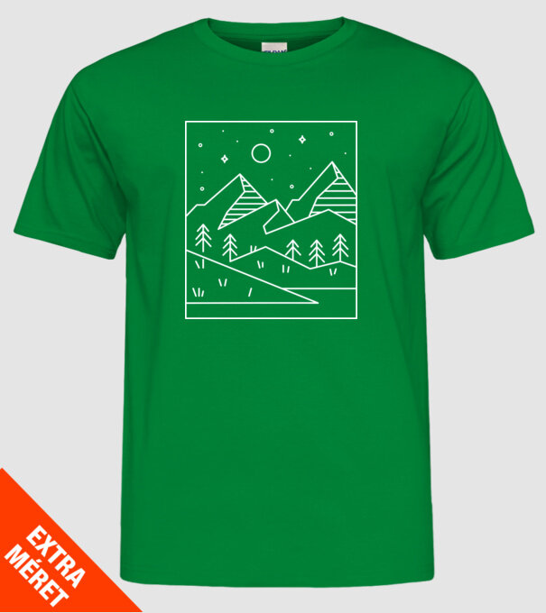 Peisaj geometric model verde pe tricou