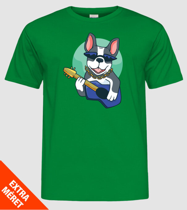 Bulldog Chitarist model verde pe tricou