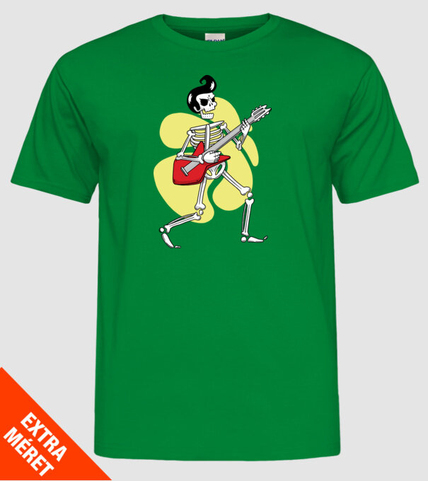 Schelet Elvis cu chitară model verde pe tricou