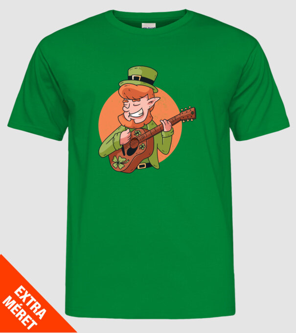Chitarist Leprechaun irlandez St Patrick model verde pe tricou