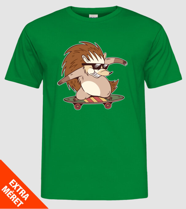 Arici Skateboarder model verde pe tricou