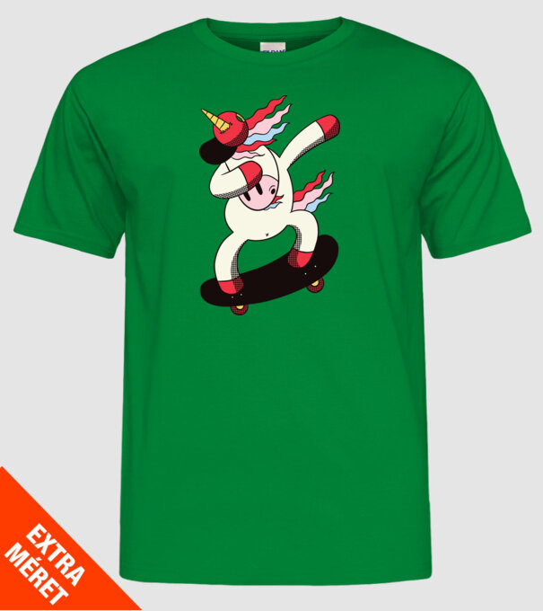 Skateboarder Unicorn DAB model verde pe tricou