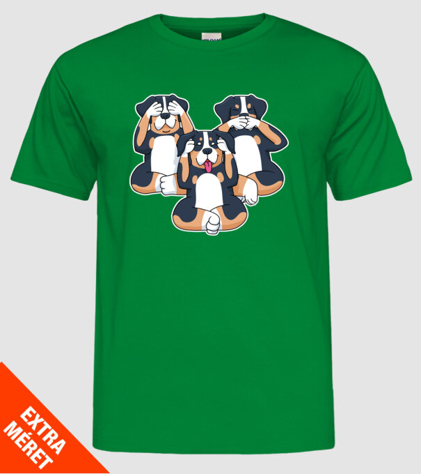 Trei câini model verde pe tricou