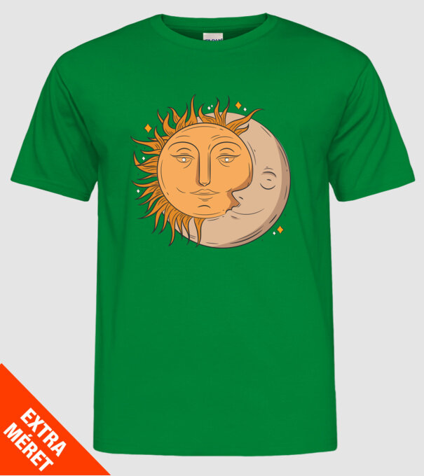 Luna și Soarele model verde pe tricou