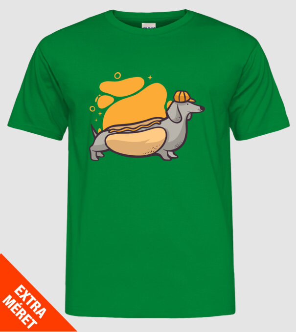 Teckel Hot dog model verde pe tricou