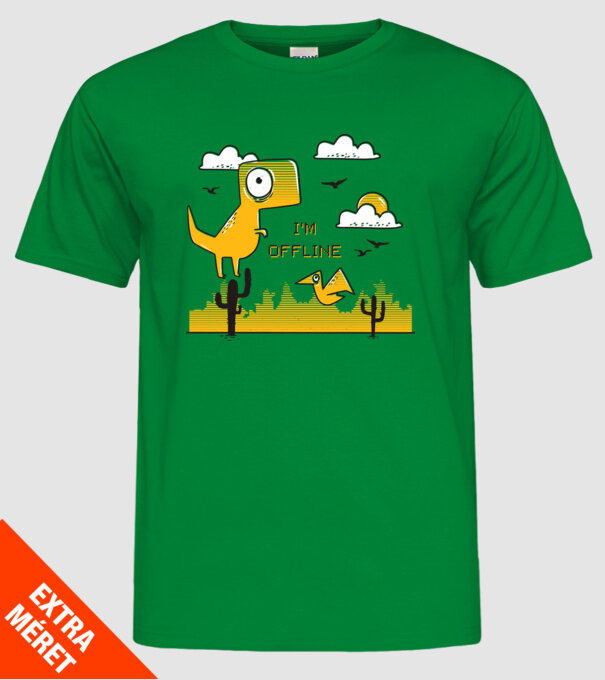 'I''m Offline - tricou amuzant cu dinozaur' model verde pe tricou