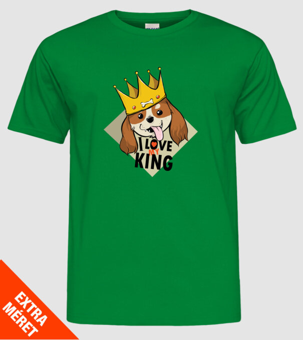 I love my king - Cavalier King Charles tricou cu câine Cocker Spaniel model verde pe tricou
