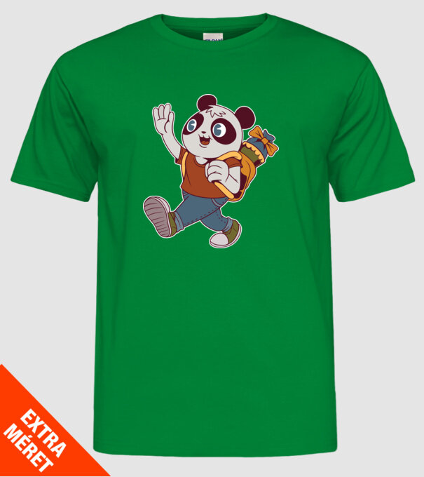 Panda școlar model verde pe tricou
