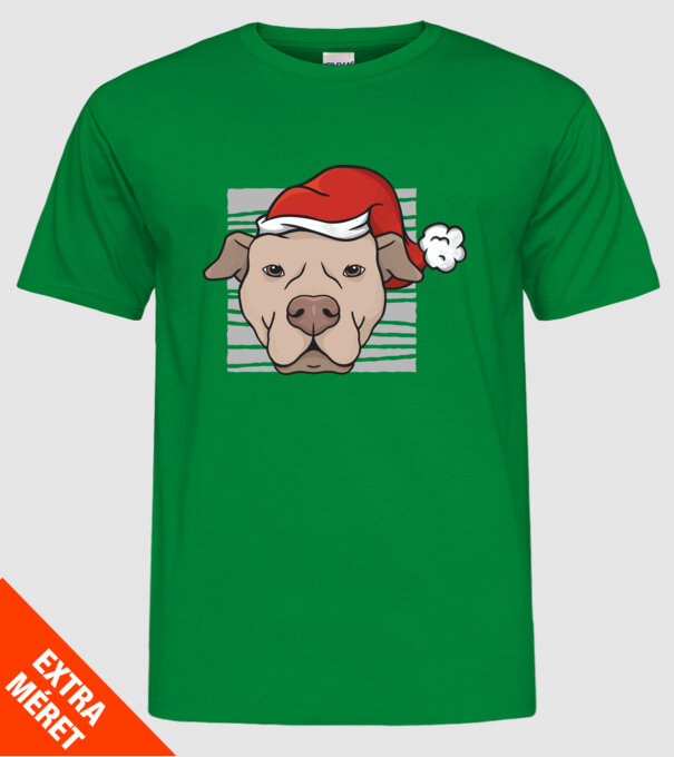 Pitbull de Crăciun model verde pe tricou